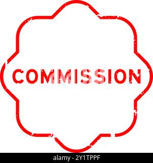 Grunge rotes Komissionswort Gummisiegelstempel auf weißem Hintergrund Stock Vektor