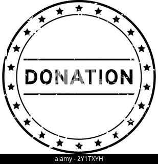 Grunge schwarzes Spendenwort runder Gummisiegelstempel auf weißem Hintergrund Stock Vektor
