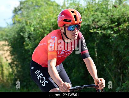 Felixstowe, Großbritannien. September 2024. Thomas Pidcock während Stage 6 Lowestoft > Felixstowe, Tour of Britain, 8. September 2024, Credit:Pete Goding Credit: Peter Goding/Alamy Live News Stockfoto