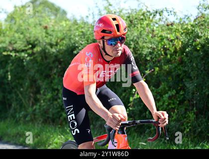 Felixstowe, Großbritannien. September 2024. Thomas Pidcock während Stage 6 Lowestoft > Felixstowe, Tour of Britain, 8. September 2024, Credit:Pete Goding Credit: Peter Goding/Alamy Live News Stockfoto