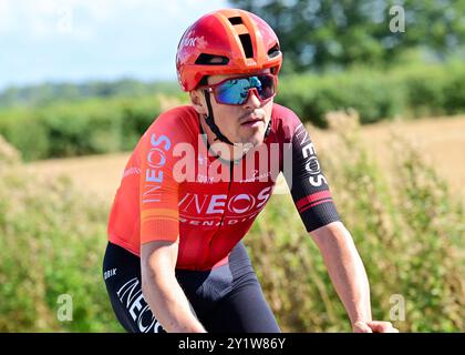 Felixstowe, Großbritannien. September 2024. Thomas Pidcock während Stage 6 Lowestoft > Felixstowe, Tour of Britain, 8. September 2024, Credit:Pete Goding Credit: Peter Goding/Alamy Live News Stockfoto