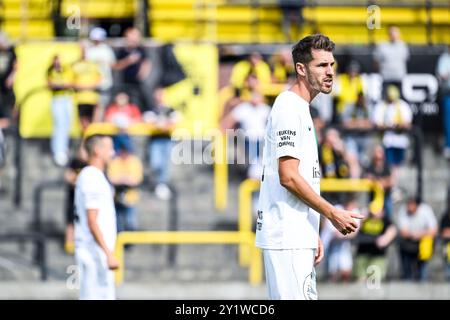 Lier, Belgien. September 2024. Jef Van der Veken von Houtvenne wurde während eines Fußballspiels zwischen K. Lierse S.K. (1b) und KFC Houtvenne (2. Amateur) in der sechsten Runde des Croky Cup Belgian Cup am Sonntag, den 08. September 2024 in Lier gezeigt. BELGA FOTO TOM GOYVAERTS Credit: Belga Nachrichtenagentur/Alamy Live News Stockfoto