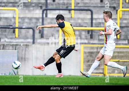 Lier, Belgien. September 2024. Lierse's Victor Daguin erzielte ein Tor während eines Fußballspiels zwischen K. Lierse S.K. (1b) und KFC Houtvenne (2. Amateur) in der sechsten Runde des Croky Cup Belgian Cup am Sonntag, den 08. September 2024 in Lier. BELGA FOTO TOM GOYVAERTS Credit: Belga Nachrichtenagentur/Alamy Live News Stockfoto