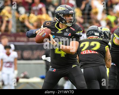 Reilly Hennessey (Stuttgart Surge #4), Stuttgart Surge vs. Rhein Fire, American Football, European League of Football, Halbfinale, Saison 2024, 08.09.2024, Foto: EIBNER/Florian Schust Stockfoto