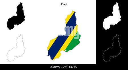 Piaui State Outline Map Set Stock Vektor