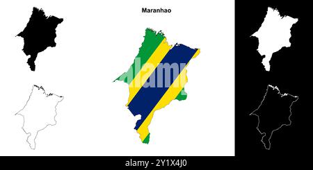 Maranhao State Map Set Stock Vektor