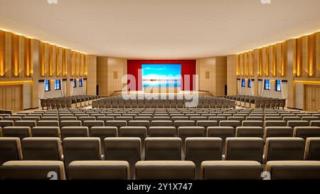 3D-Wiedergabe des Konferenzraums Stockfoto