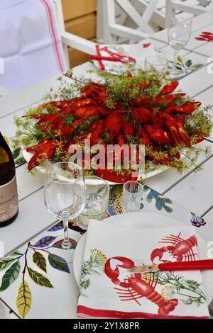 Typische Flusskrebs-/Krebskrebsparty in Finnland im August 2024 Stockfoto