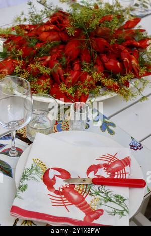 Typische Flusskrebs-/Krebskrebsparty in Finnland im August 2024 Stockfoto