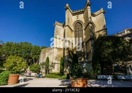 Tempel Saint Martial, ehemaliger Palast der Königin Juana de Nápoles, Gräfin der Provence, Avignon, Frankreich, Europa. Stockfoto