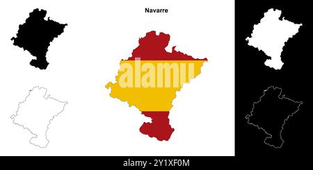 Navarra leere Umrisskarte Set Stock Vektor