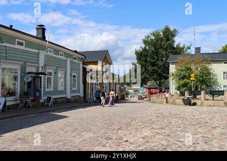 Rådhustorget, Raatihuoneentori, historischer Platz im Zentrum von Porvoo, Borgå, Finnland, August 2024 Stockfoto