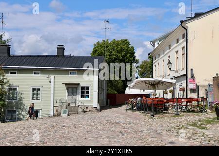 Rådhustorget, Raatihuoneentori, historischer Platz im Zentrum von Porvoo, Borgå, Finnland, August 2024 Stockfoto