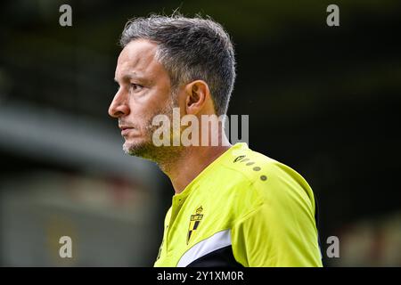 Lier, Belgien. September 2024. Lierses Cheftrainer Christophe Gregoire wurde nach einem Fußballspiel zwischen K. Lierse S.K. (1b) und KFC Houtvenne (2. Amateur) in der sechsten Runde des Croky Cup Belgian Cup am Sonntag, den 08. September 2024 in Lier dargestellt. BELGA FOTO TOM GOYVAERTS Credit: Belga Nachrichtenagentur/Alamy Live News Stockfoto