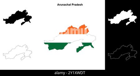 Arunachal Pradesh State Map Set Stock Vektor