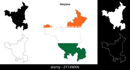Haryana State Outline Map Set Stock Vektor