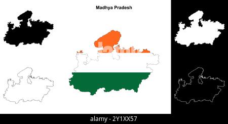 Madhya Pradesh State Map Set Stock Vektor