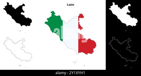 Lazio leere Umrisskarte Set Stock Vektor