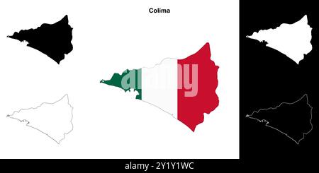 Colima State Outline Map Set Stock Vektor