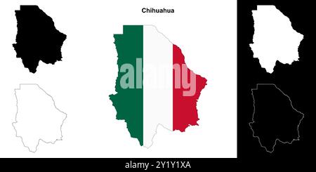 Chihuahua State Map Set Stock Vektor