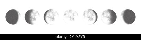 Illustration des Vektors der stippelnden Mondphasen Stock Vektor
