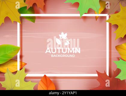 Herbstlaub. Herbstblattrahmen für Banner, Thanksgiving-Poster-Design oder moderne Verkaufs-orangefarbene Botanik-Borte. Ahornblatt Promotion mit Kopierraum für Text-Vektor-Saison natürlicher minimaler Hintergrund Stock Vektor