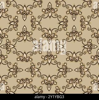 Nahtloses Arabesque-Blumenmuster. Blühende Ziertextur im asiatischen Damaststil. Stock Vektor