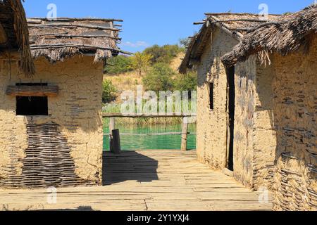 Ploca Micov Kamen - archäologische Stätte der Bucht der Knochen am See Ohrid, Nordmakedonien Stockfoto