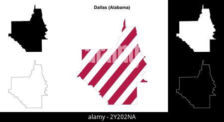 Dallas County (Alabama) Umrisskarten Set Stock Vektor