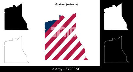 Graham County (Arizona) Umrisskarten Set Stock Vektor