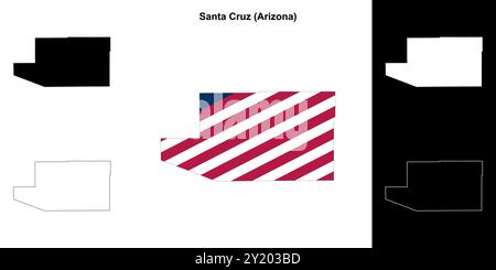 Santa Cruz County (Arizona) Umrisskarten Set Stock Vektor