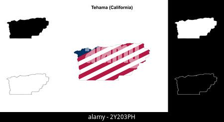 Tehama County (Kalifornien) Umrisskarten Set Stock Vektor