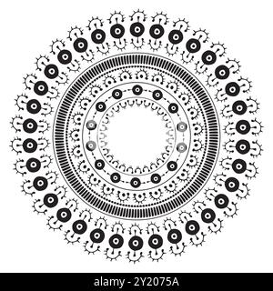 Alte ethnische Rundrahmen. Vektorkreisrahmen mit Ornamenten. Kreisförmiger, handgezeichneter Mustervektor. Abstrakte dekorative isolierte Schablone oder Stock Vektor