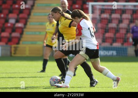 Woking FC Women gegen Abbey Rangers FC Women Southern Regional Womens Football League bei Kingfield Woking FC 8. September 2024 Stockfoto