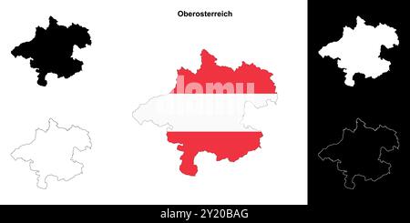 Oberosterreich Landkarte Set Stock Vektor