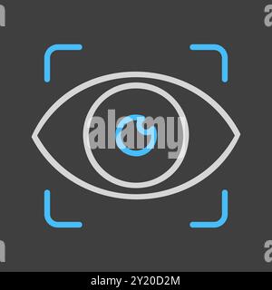 Symbol für Eye Scan Vektor auf dunklem Hintergrund. Symbol für Netzhautprüfung. Sicherheitsschild. Diagrammsymbol für Ihr Website-Design, Logo, App, UI Stock Vektor