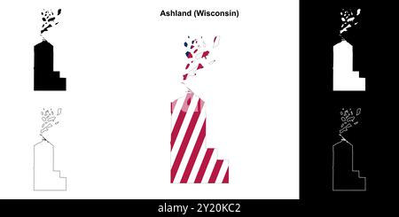 Ashland County (Wisconsin) Umrisskarten Set Stock Vektor