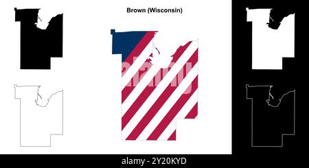 Brown County (Wisconsin) Umrisskarten Set Stock Vektor