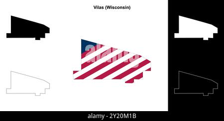 Vilas County (Wisconsin) Umrisskarten Set Stock Vektor