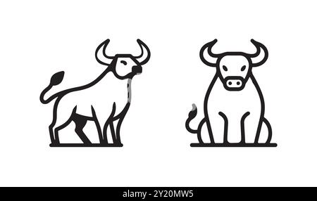 Silhouette Bull and Stock Market Icons PNG Kollektion für Aktienmarkt und Viehzucht Designs Bull Run and Bull Market Illustrationen Vektor Outline und Stock Vektor