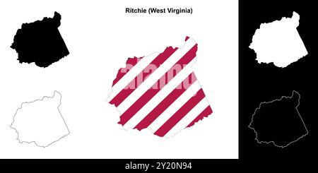 Ritchie County (West Virginia) Umrisskarten Set Stock Vektor