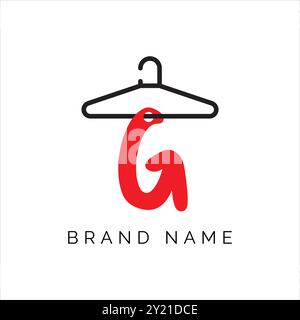 Letter G Fashion Logo, hängender Buchstabe G Vektor Icon, Boutique Logo Design. Symbol für Aufhänger mit dem Buchstaben G in Anfangsbuchstaben Stock Vektor