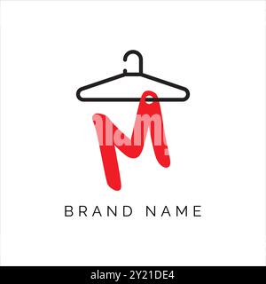 Letter M Fashion Logo, hängende Letter M Vektor-Ikone, Boutique Logo Design. Symbol für das Aufhängen des Buchstabens „M“ in der Anfangsbuchstabe Stock Vektor