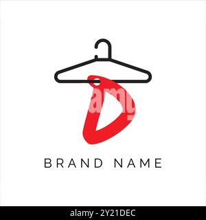 Letter D Fashion Logo, hängende Letter D Vektor-Ikone, Boutique-Logo-Design. Symbol für das Aufhängen des Großbuchstaben D Stock Vektor