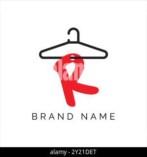 Letter R Fashion Logo, hängendes Letter R Vektor Symbol, Boutique Logo Design. Symbol für das Aufhängen des R-Buchstabens Stock Vektor