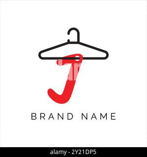 Letter J Fashion-Logo, hängendes J-Vektorsymbol, Boutique-Logo-Design. Symbol für das Aufhängen des J-Buchstabens in der Anfangsbuchstabe Stock Vektor