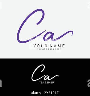 C, A, CA Initial Letter Logo. Handgeschriebenes Signature-Logo mit Buchstabe CA Stock Vektor