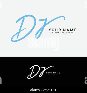 D, J, DJ Initial Letter Logo. Handgeschriebenes DJ Signature Logo mit Alphabet Stock Vektor