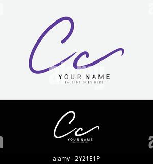 C, CC Initial Letter Logo. Alphabet CC handgeschriebenes Signature-Logo Stock Vektor