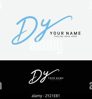 D, Y, DY Anfangsbuchstabe Logo. Handgeschriebenes Signature-Logo mit Buchstabe DY Stock Vektor